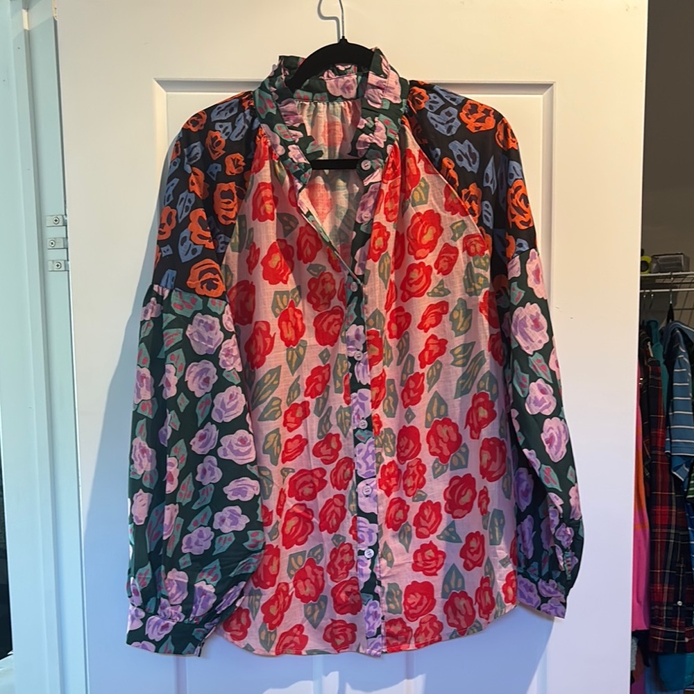 Floral Button-Up Blouse